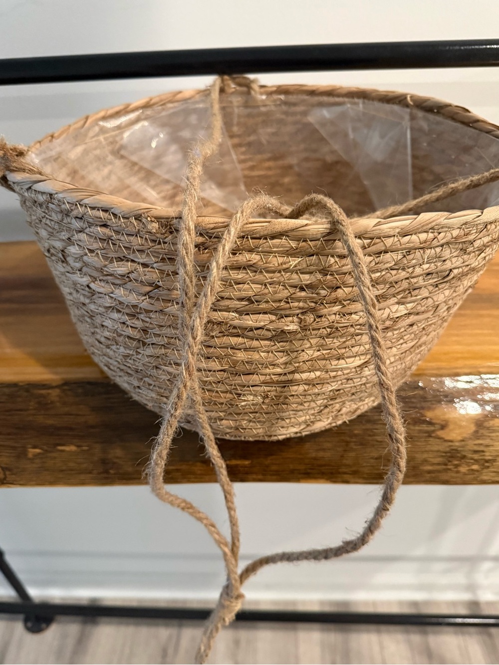 Source Unknown Tan Woven Hanging Planter Basket